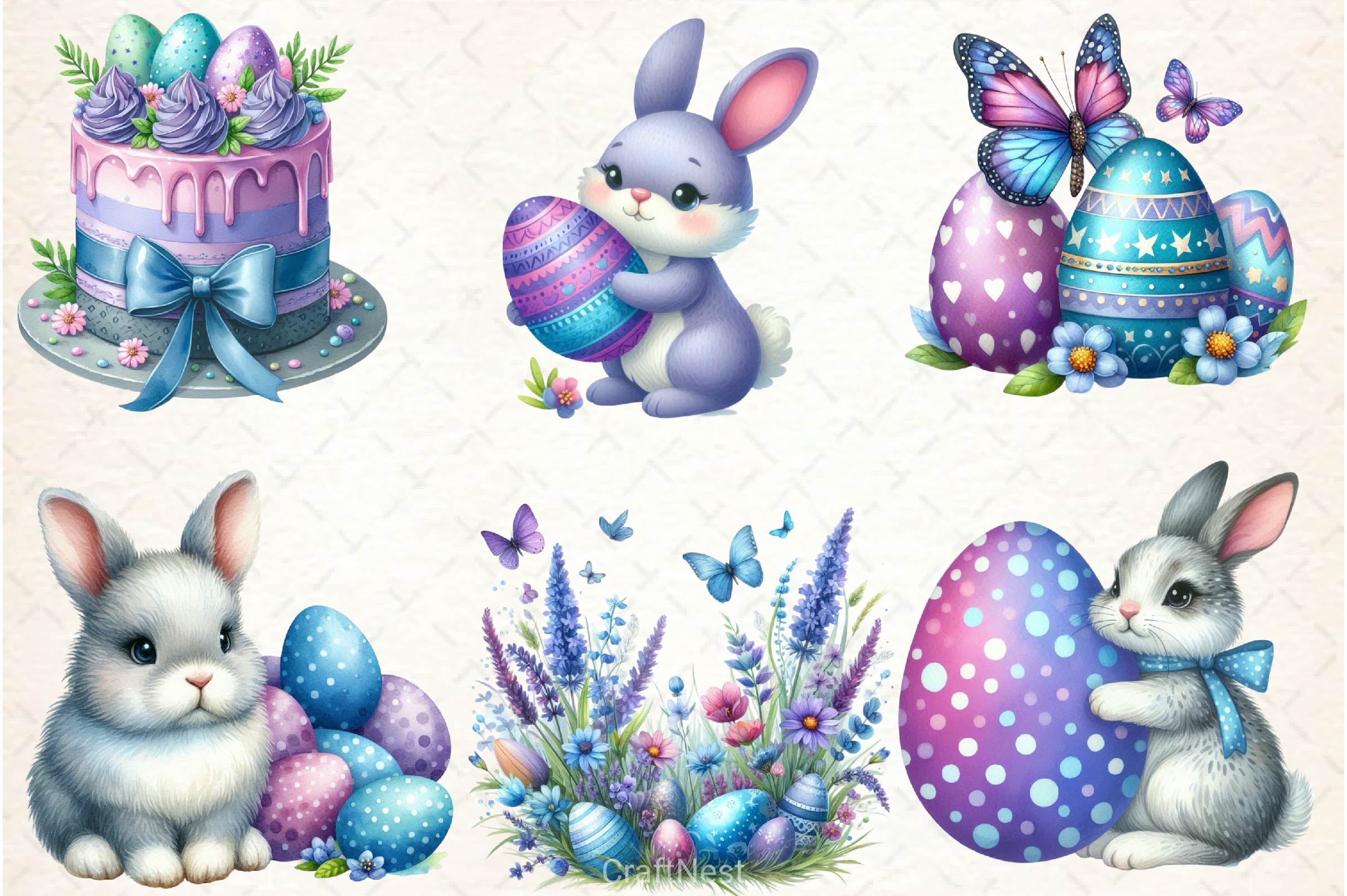 Purple Pastel Easter Clipart Bundle 2 - CraftNest - Digital Crafting and Art