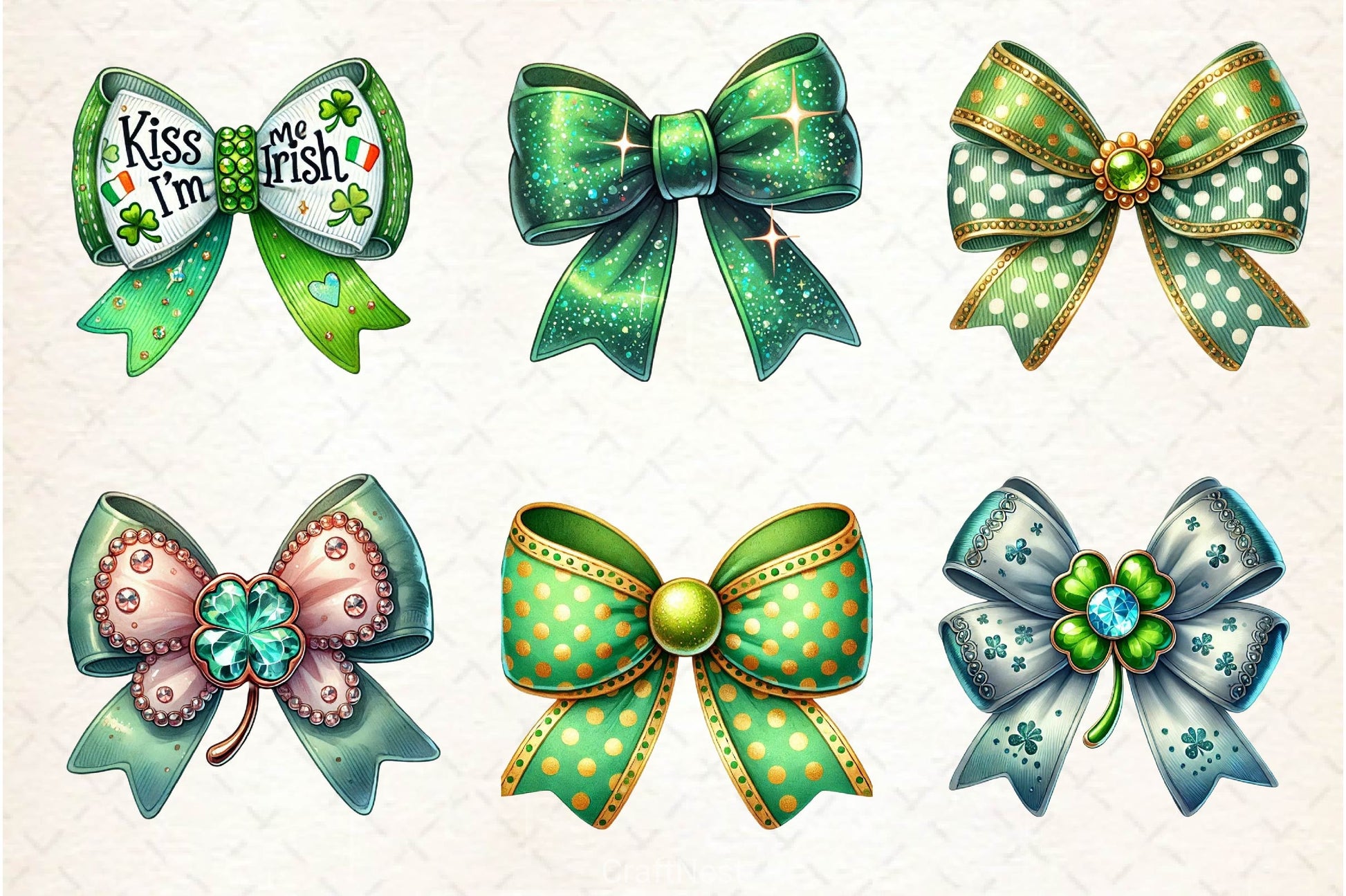 St Patricks Day Bow Clipart Bundle 3 - CraftNest - Digital Crafting and Art