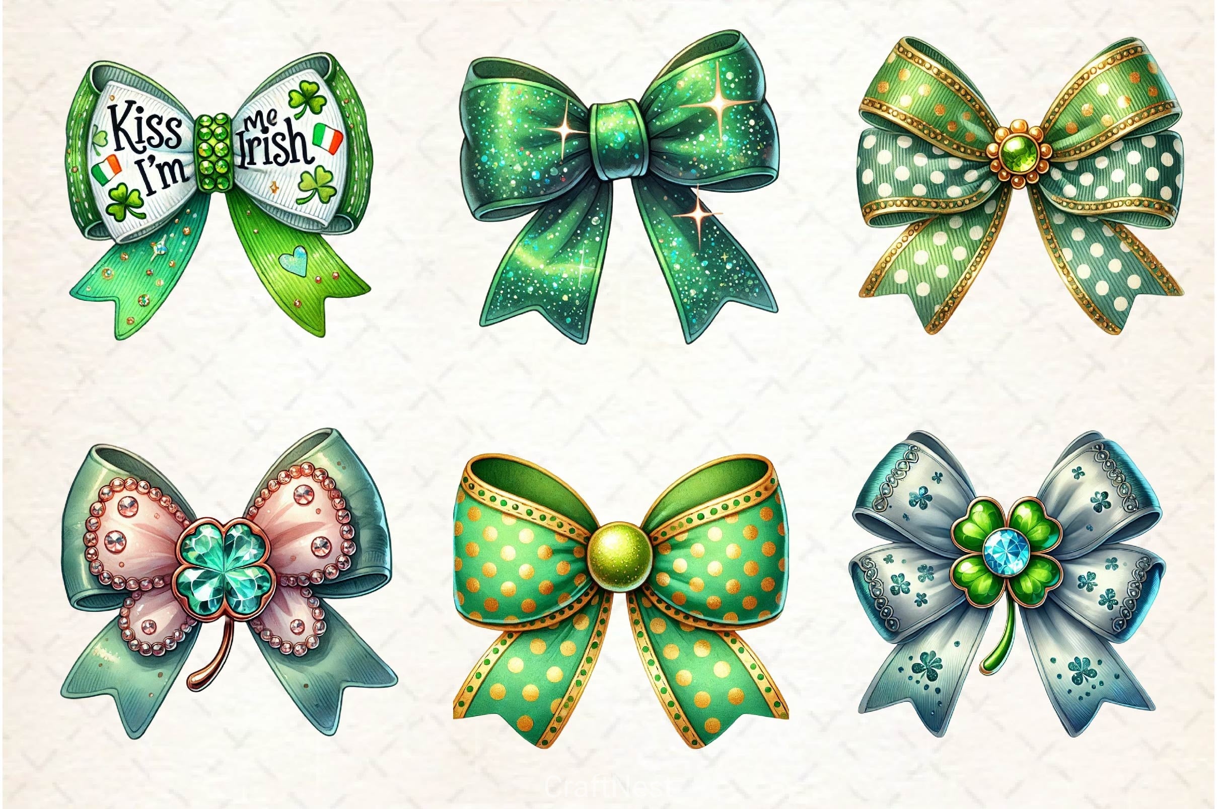 St Patricks Day Bow Clipart Bundle 3 - CraftNest - Digital Crafting and Art
