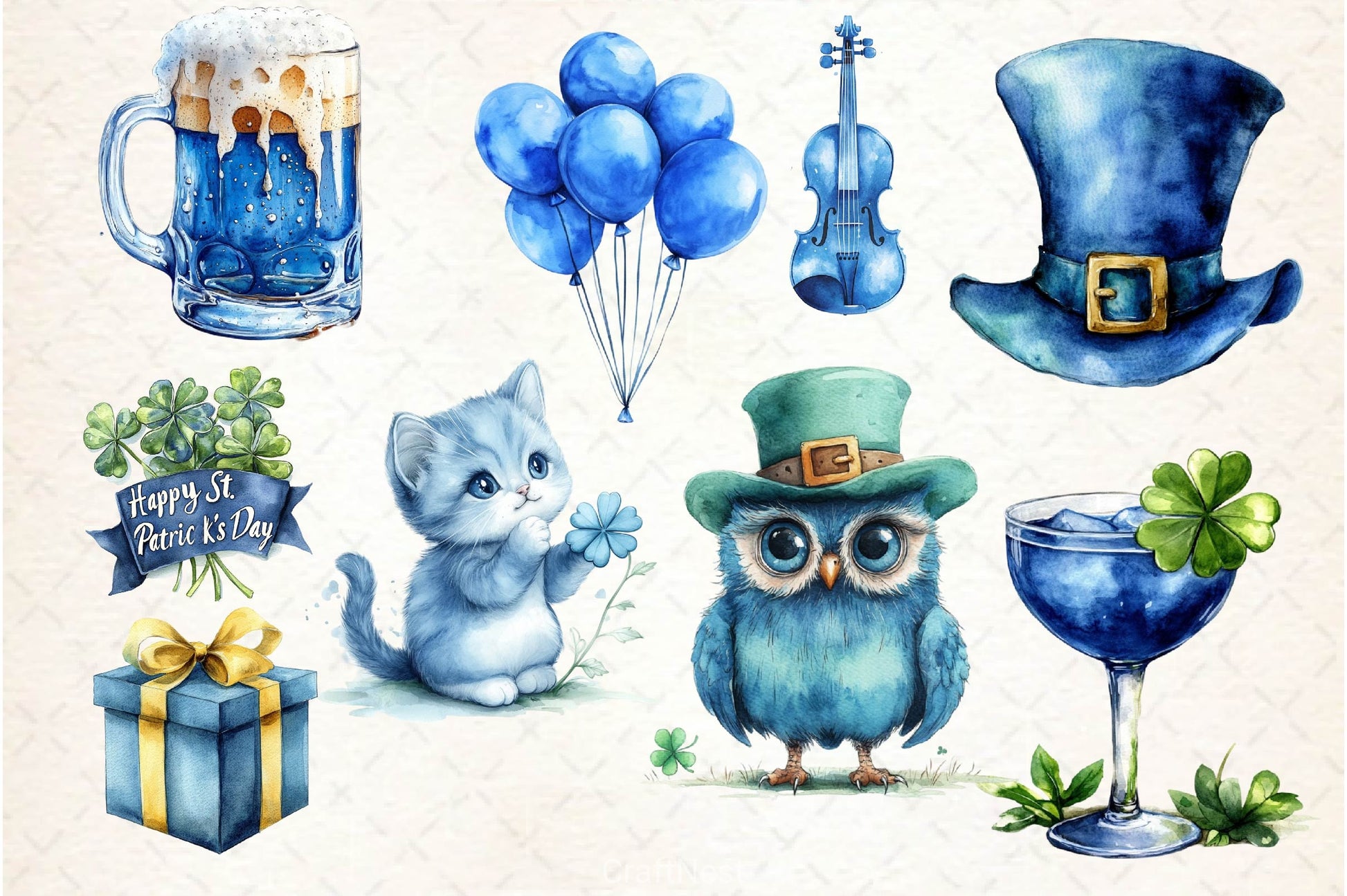 Blue St Patricks Day Clipart Bundle - CraftNest - Digital Crafting and Art
