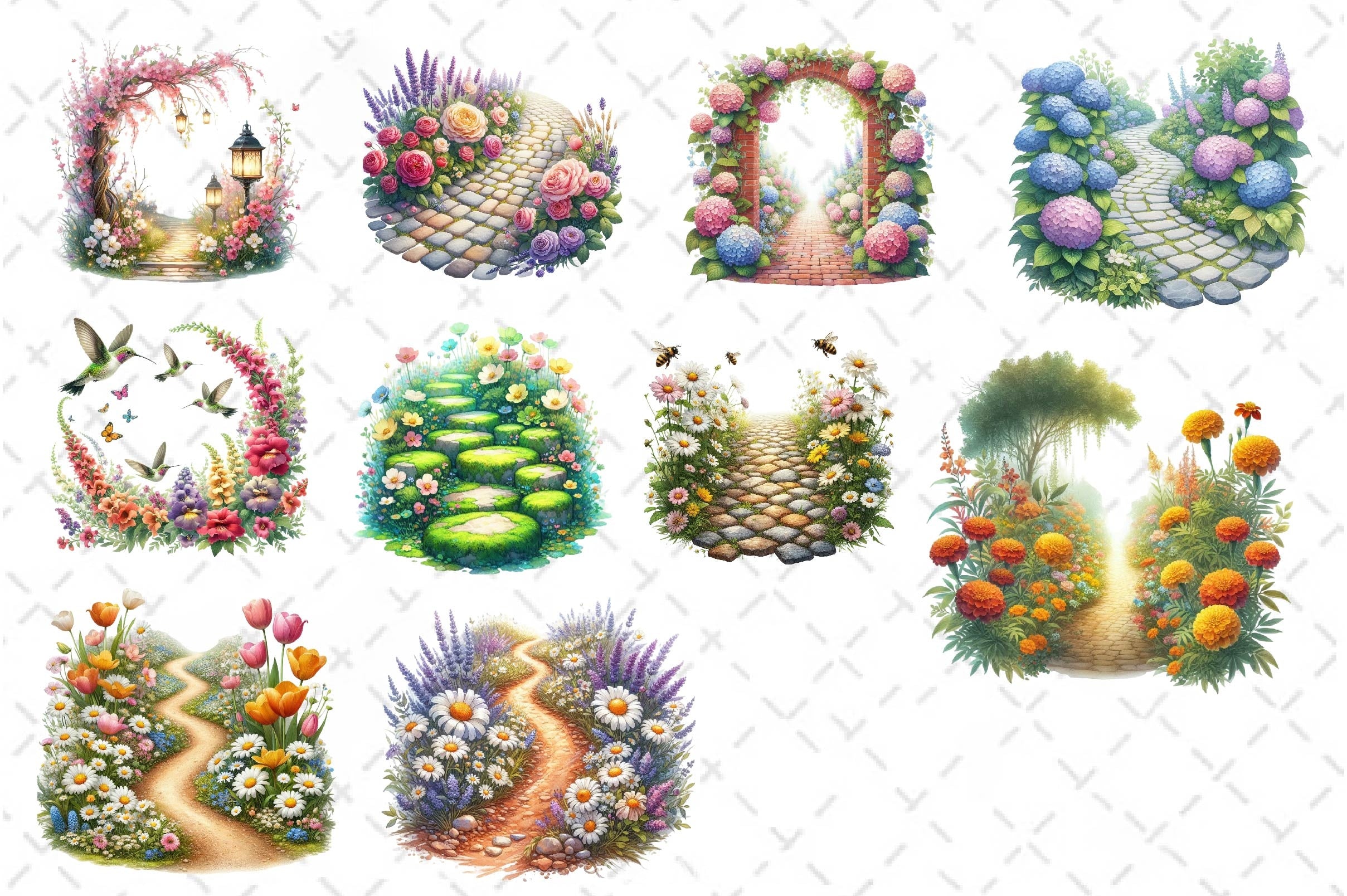 Flower Garden Pathway Clipart Bundle 1 - CraftNest - Digital Crafting and Art