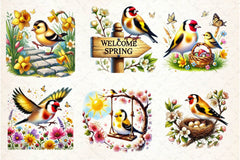 Spring Goldfinch Bird Clipart Bundle 2 - CraftNest - Digital Crafting and Art