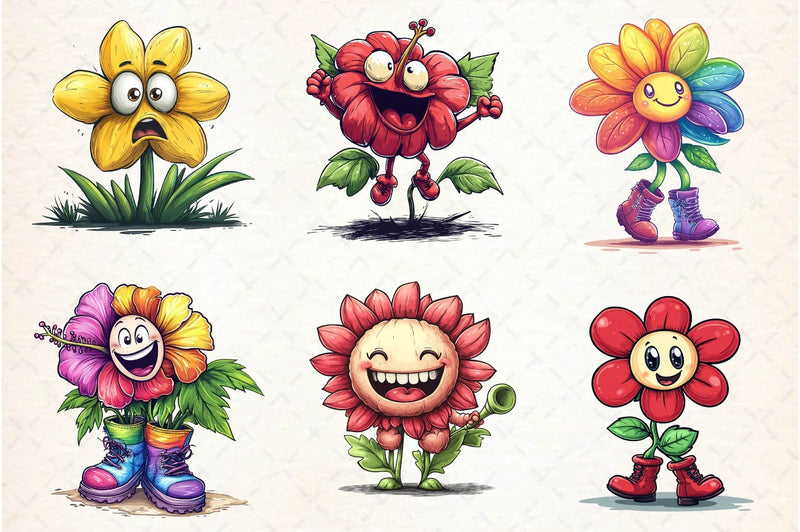 Flowers Mascot Clipart Bundle 2 - CraftNest - Digital Crafting and Art