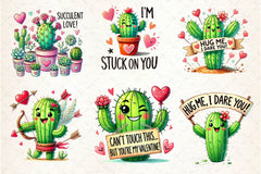 Cute Valentine Funny Cactus Clipart Bundle - CraftNest - Digital Crafting and Art