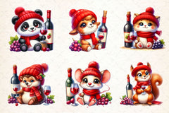 Wine Animals Clipart Bundle - CraftNest - Digital Crafting and Art