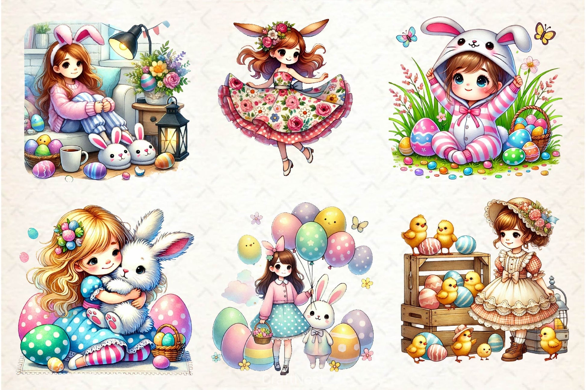 Easter Girls Clipart Bundle 2 - CraftNest - Digital Crafting and Art