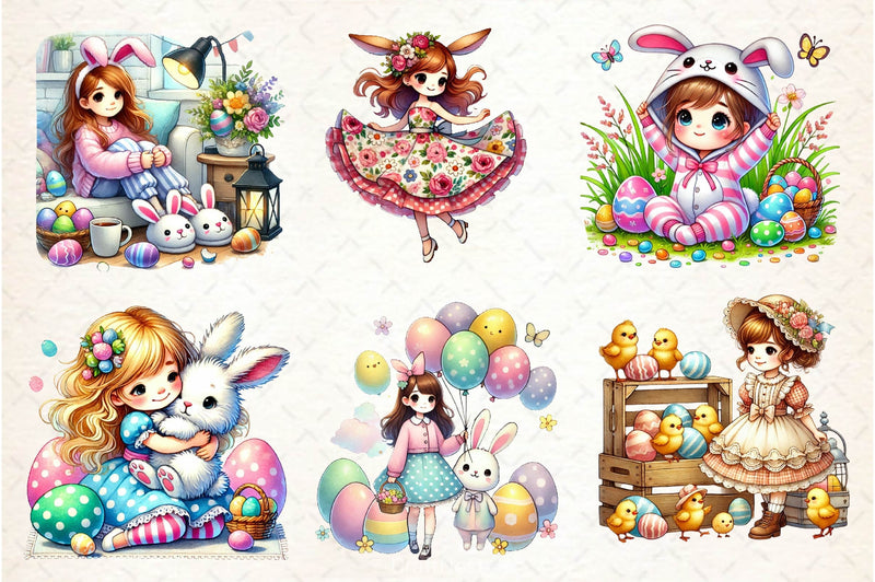 Easter Girls Clipart Bundle 2 - CraftNest - Digital Crafting and Art