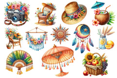 Bohemian Summer Clipart Bundle - CraftNest - Digital Crafting and Art