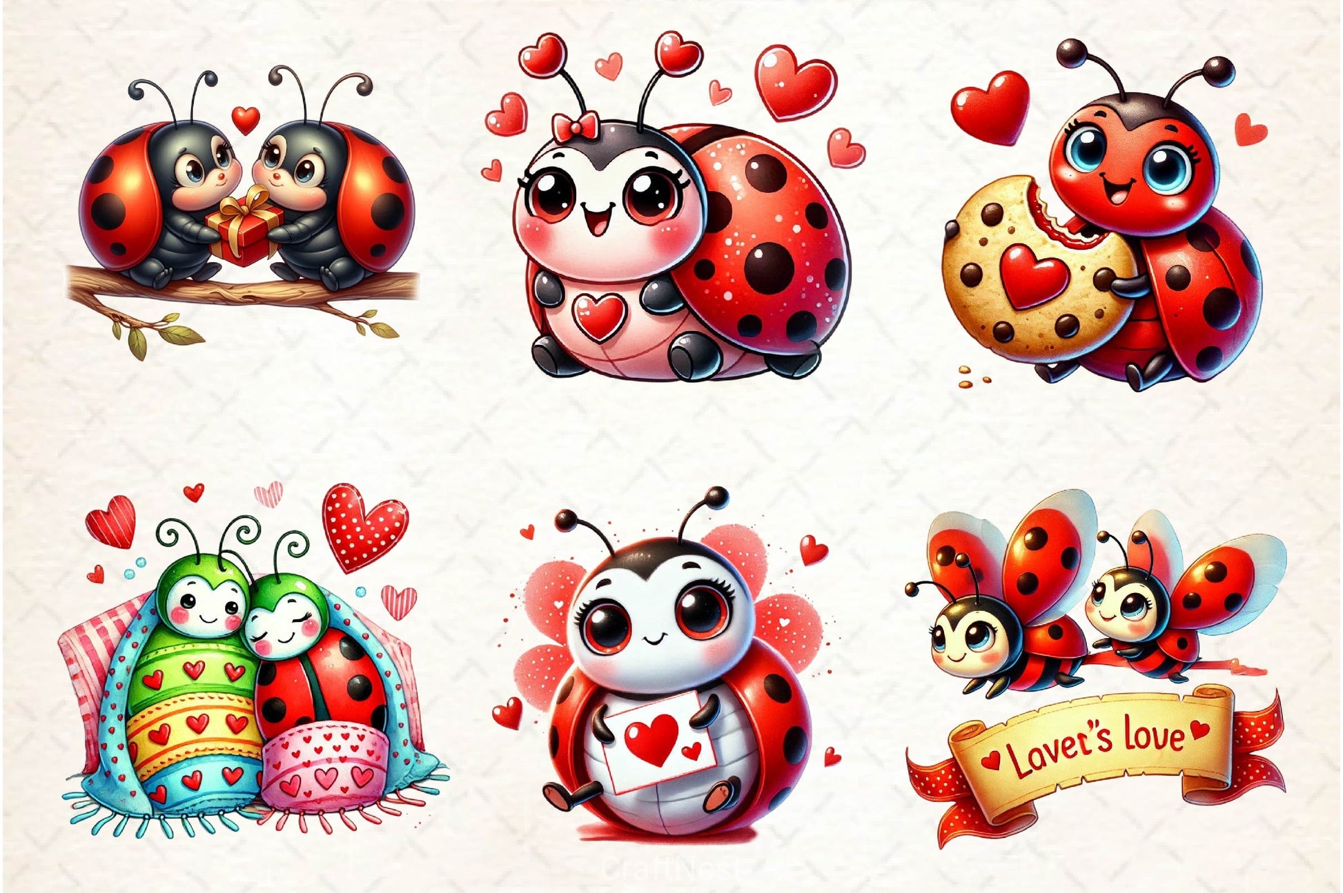 Cute Love Bug Clipart Bundle - CraftNest - Digital Crafting and Art