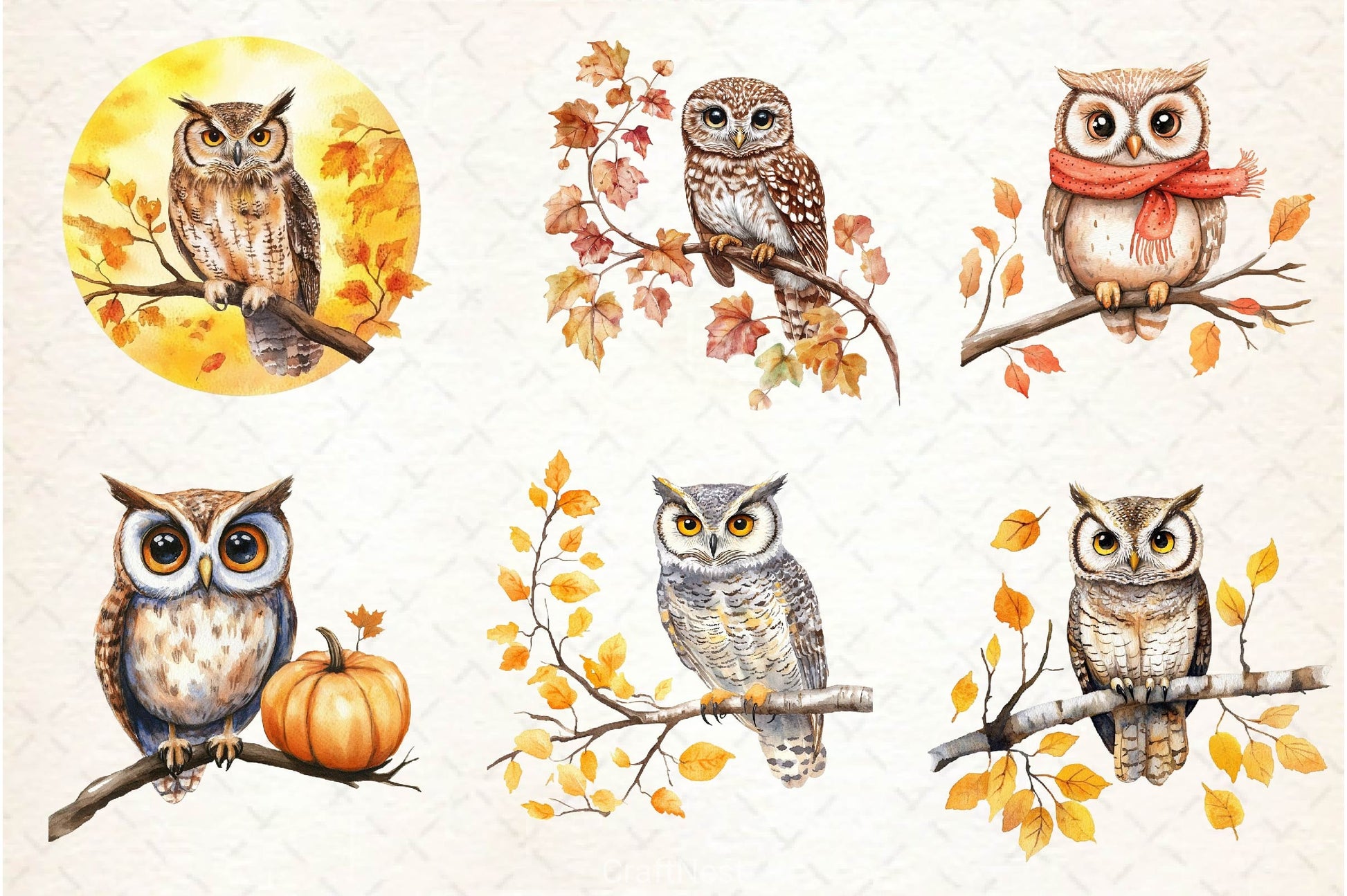 Autumn Owl Clipart Bundle 3 - CraftNest - Digital Crafting and Art