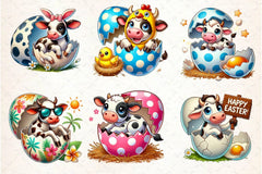 Easter Cow On Cracked Egg Clipart Bundle 2 - CraftNest - Digital Crafting and Art