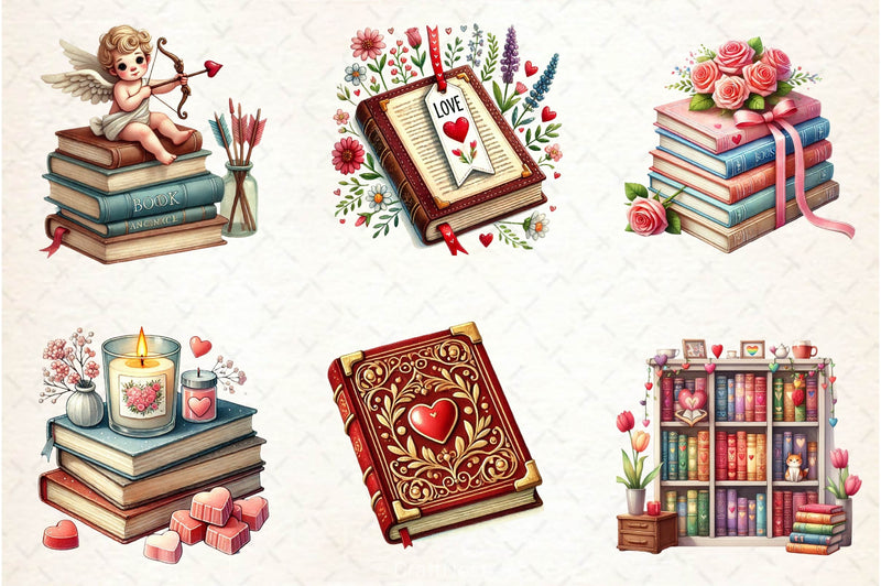 Valentines Books Clipart Bundle 2 - CraftNest - Digital Crafting and Art