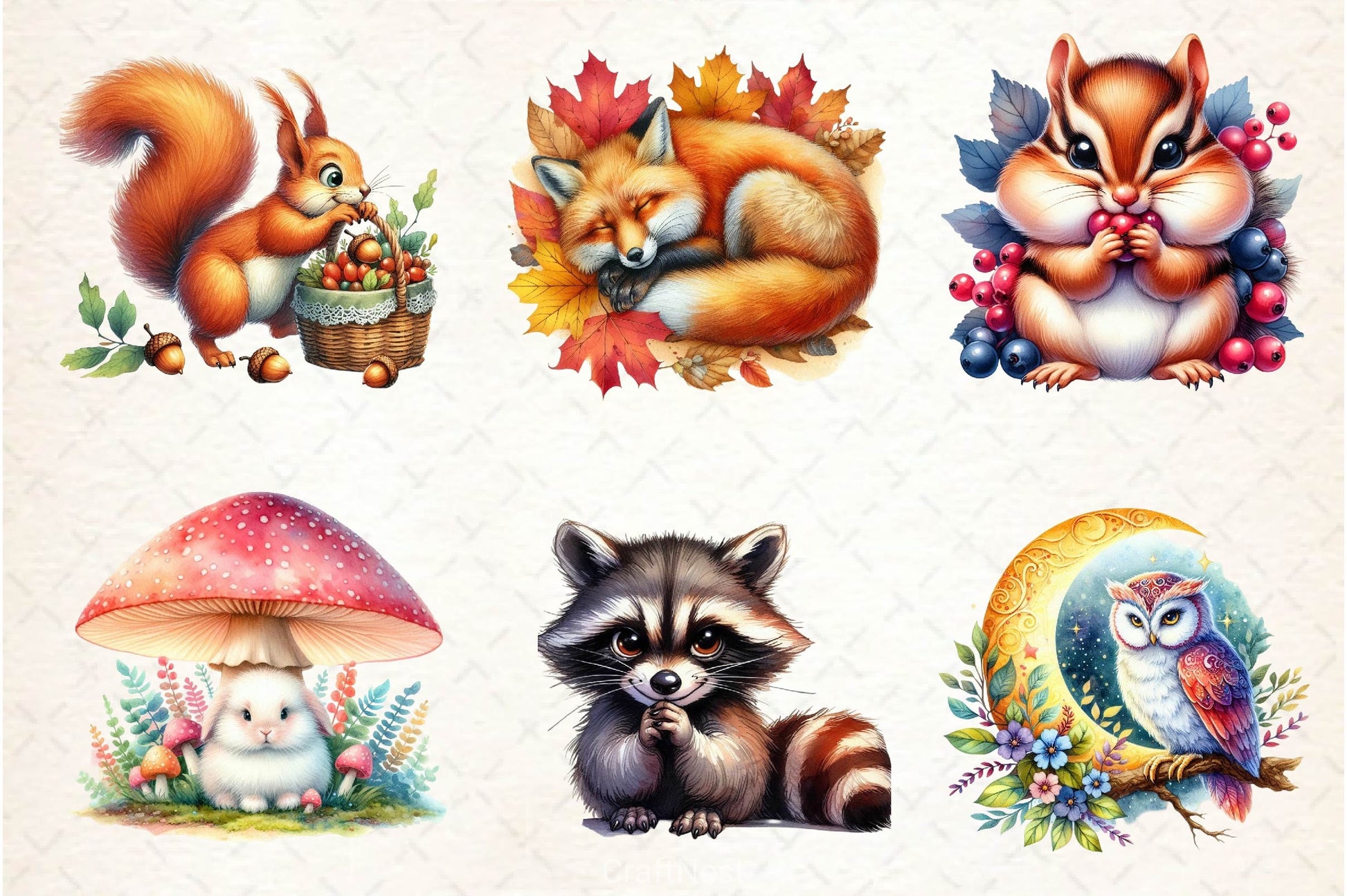 Woodland Forest Animals Clipart Bundle 8 - CraftNest - Digital Crafting and Art