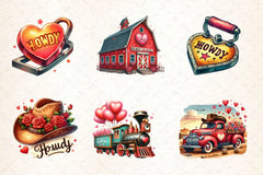 Retro Howdy Western Valentines Day Clipart Bundle 4 - CraftNest - Digital Crafting and Art