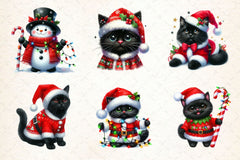 Black Cat With Christmas Costume Clipart Bundle - CraftNest - Digital Crafting and Art