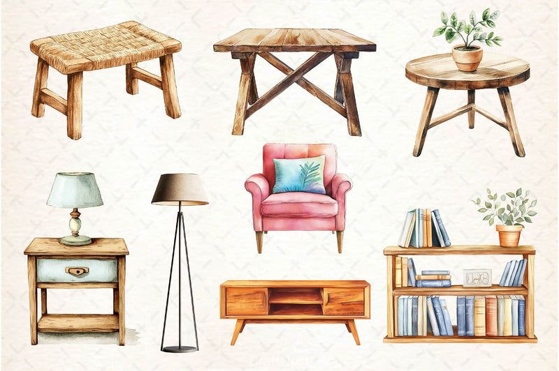 Home Furniture Clipart Bundle 2 - CraftNest - Digital Crafting and Art