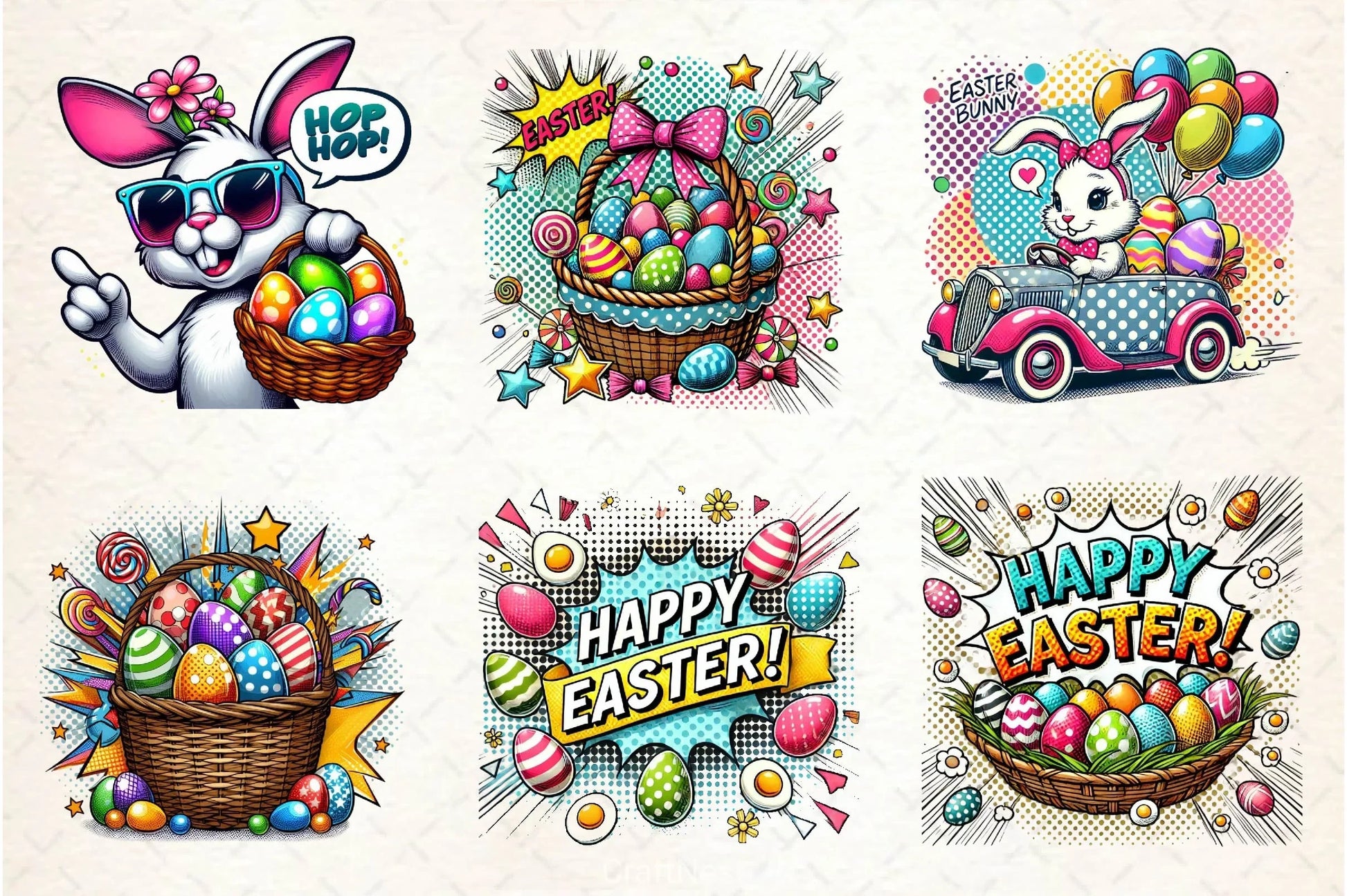Pop Art Easter Clipart Bundle - CraftNest - Digital Crafting and Art