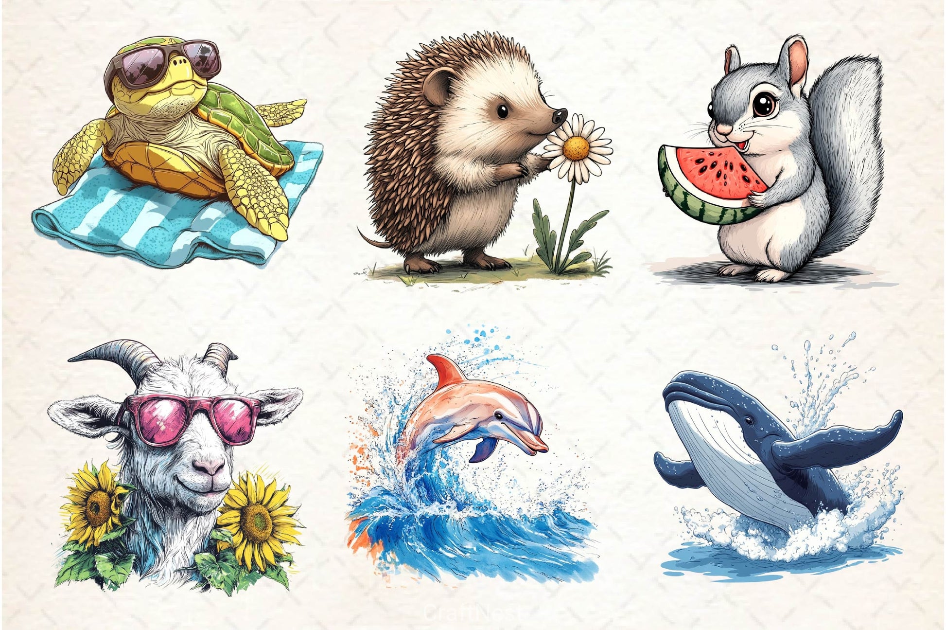 Summer Animals Clipart Bundle 4 - CraftNest - Digital Crafting and Art