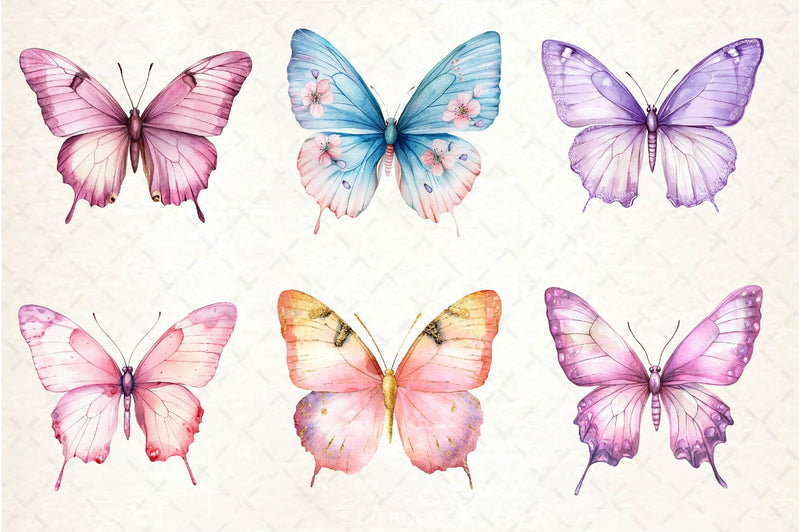 Soft Girly Butterfly Clipart Bundle - CraftNest - Digital Crafting and Art