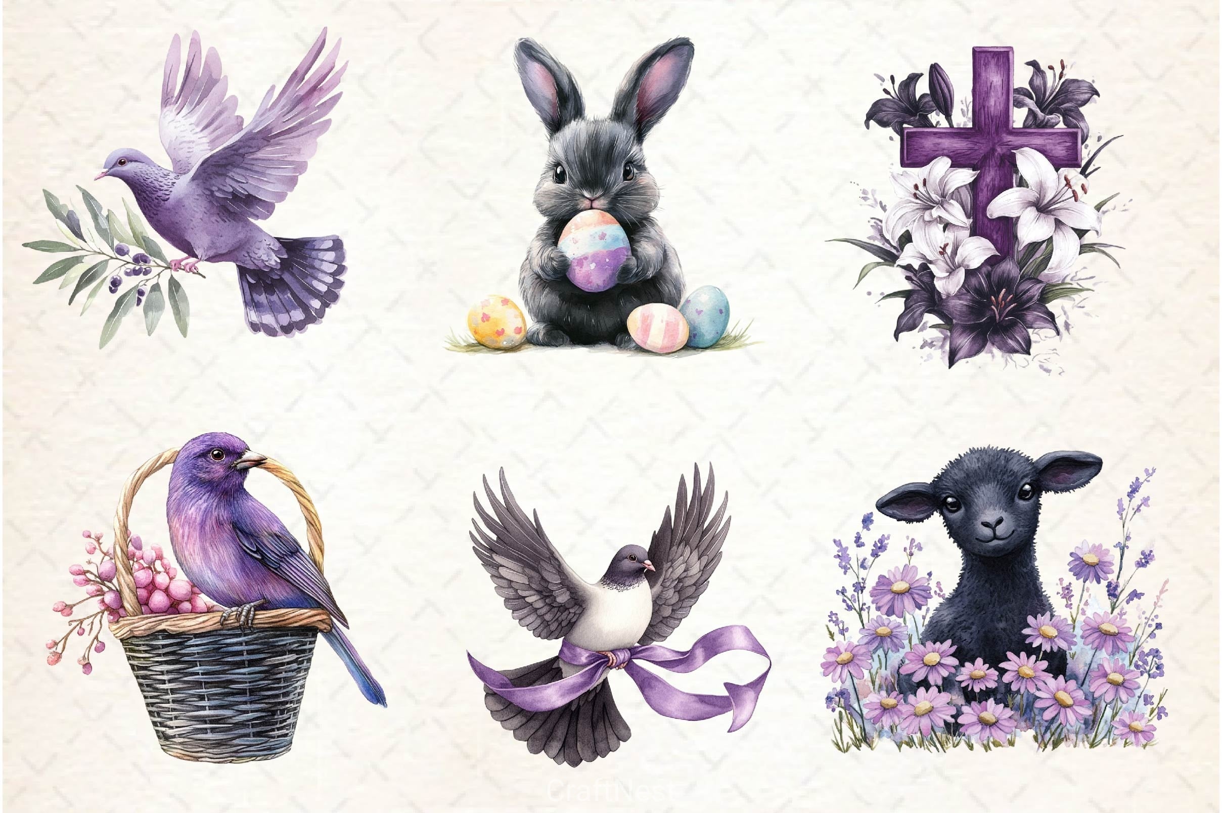 Black And White Easter Clipart Bundle - CraftNest - Digital Crafting and Art