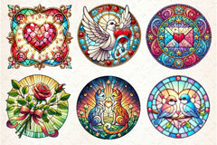 Valentines Day Stained Glass Clipart Bundle - CraftNest - Digital Crafting and Art