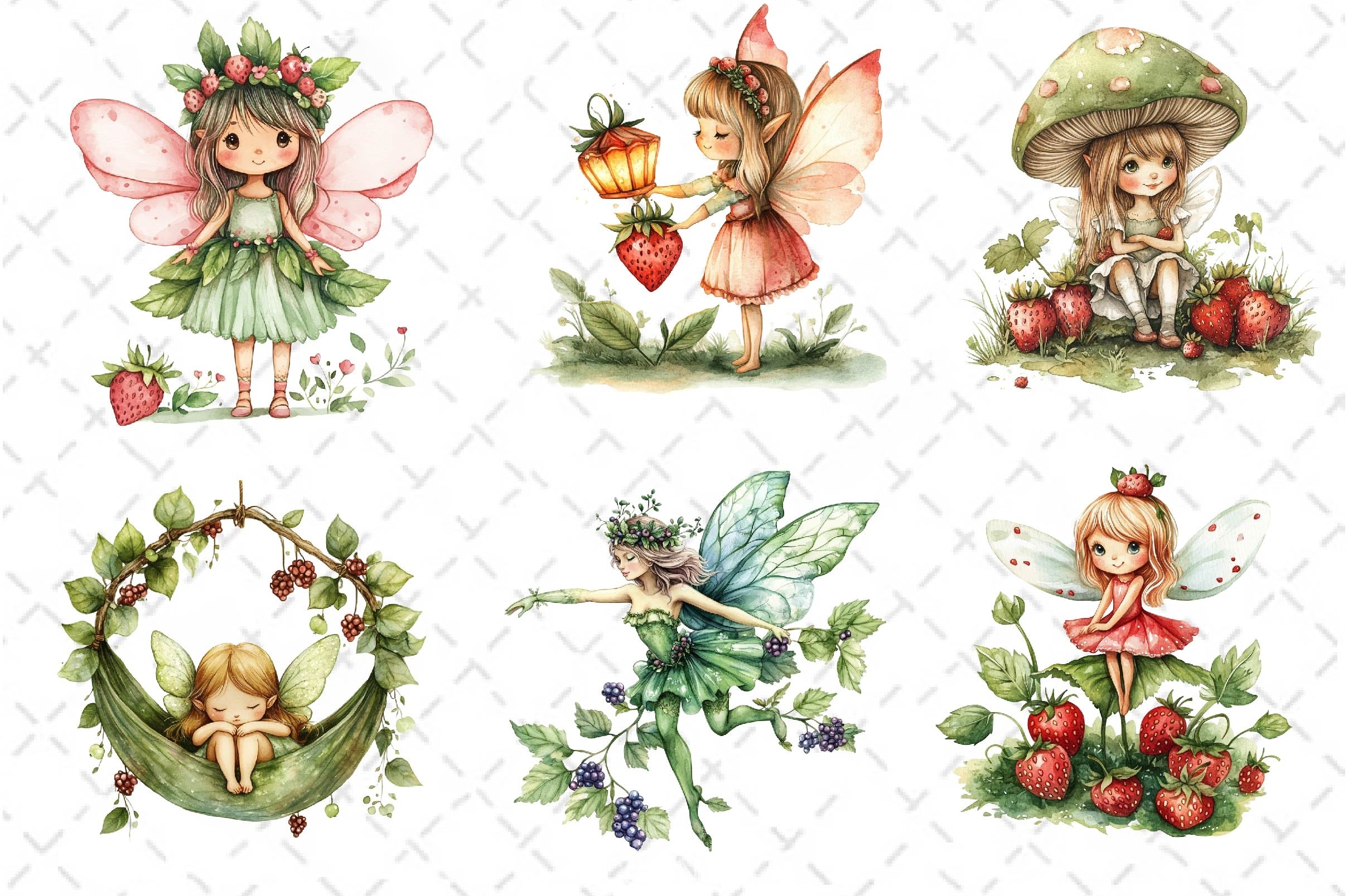 Strawberry Garden Fairies Clipart Bundle - CraftNest - Digital Crafting and Art