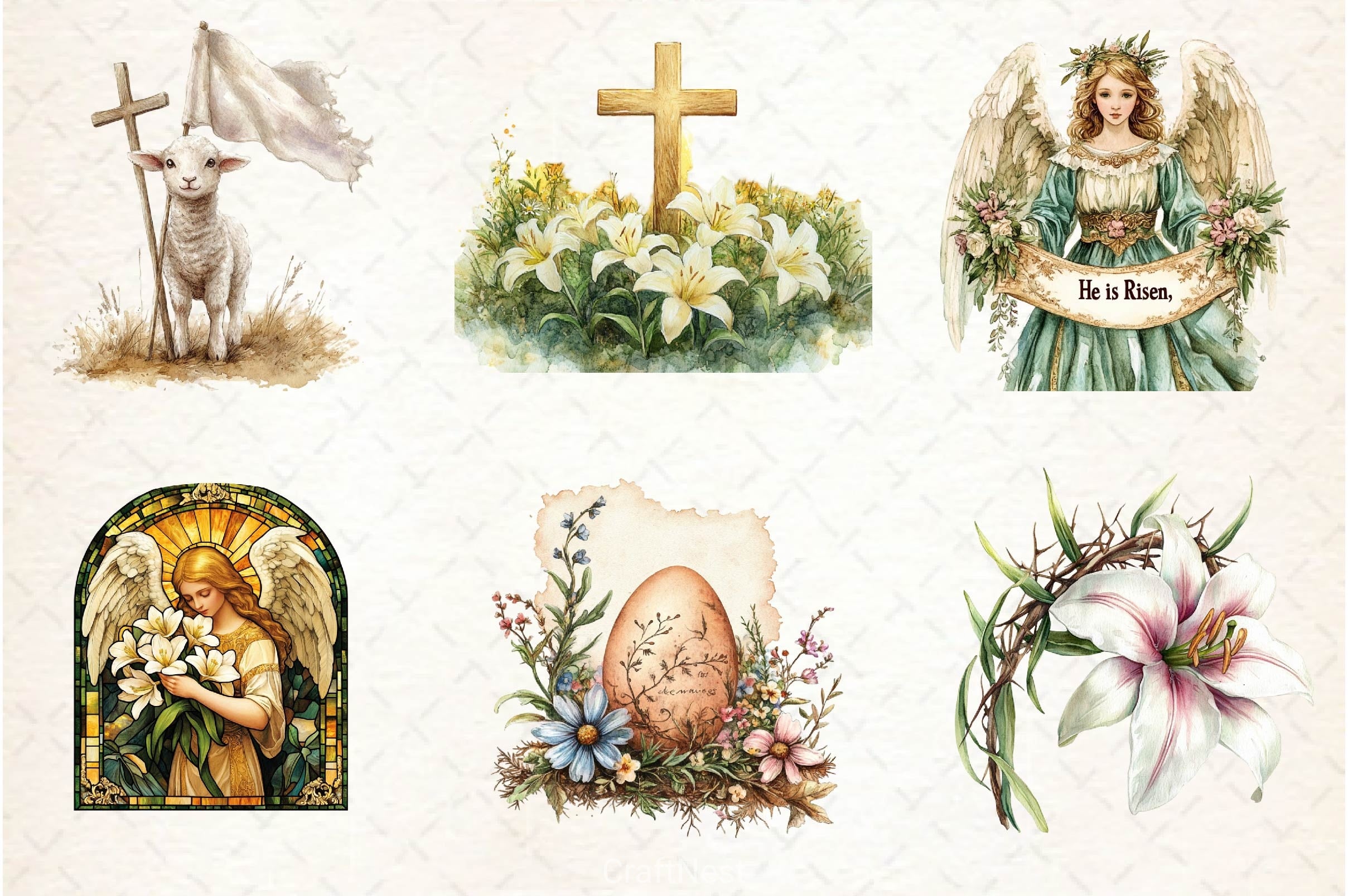Antique Religious Easter Clipart Bundle 4 - CraftNest - Digital Crafting and Art