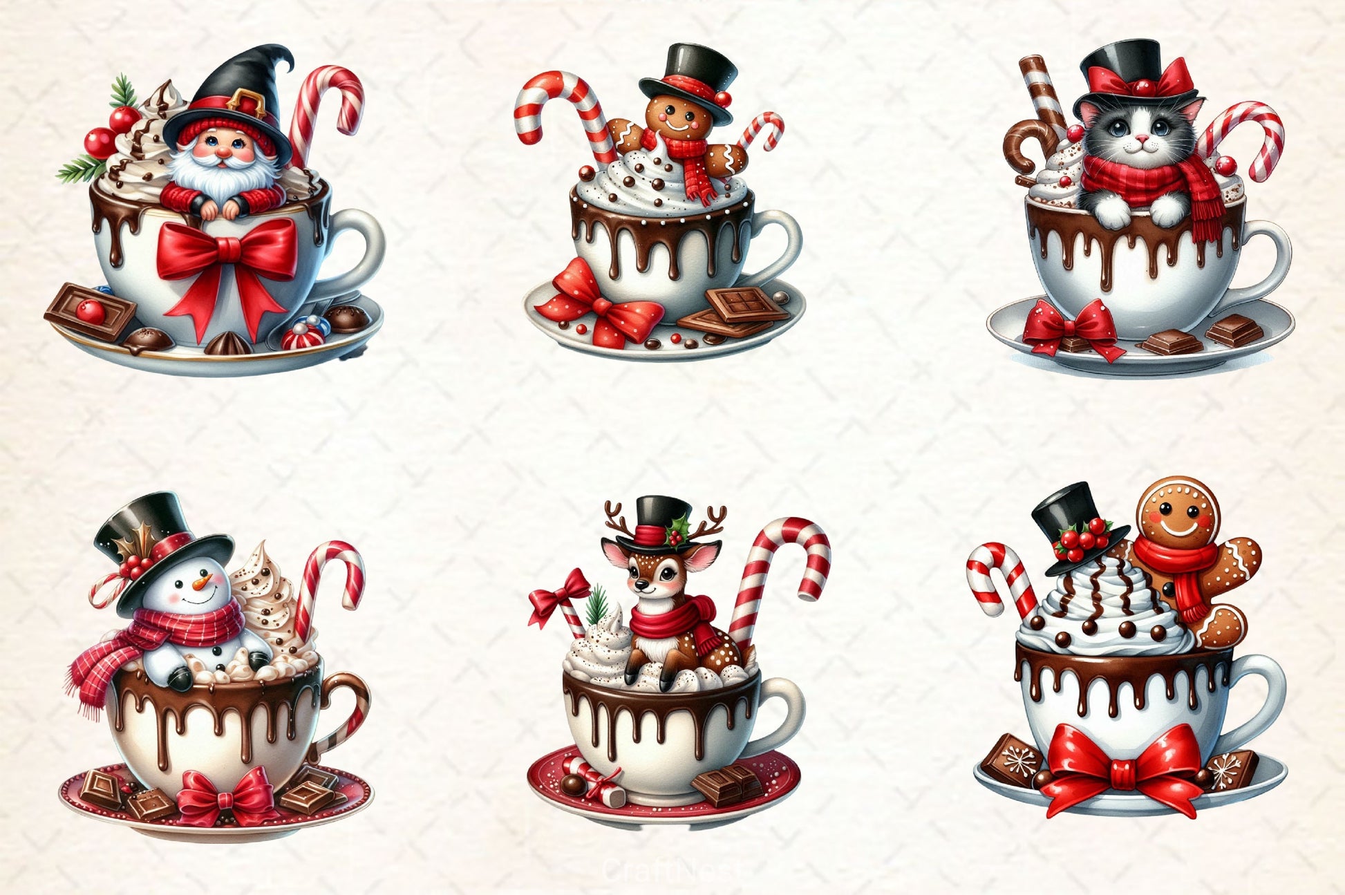 Christmas Hot Cocoa Cup Clipart Bundle - CraftNest - Digital Crafting and Art