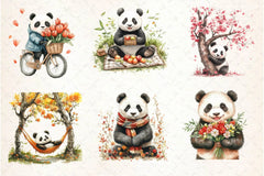 Cute Spring Panda Clipart Bundle 2 - CraftNest - Digital Crafting and Art