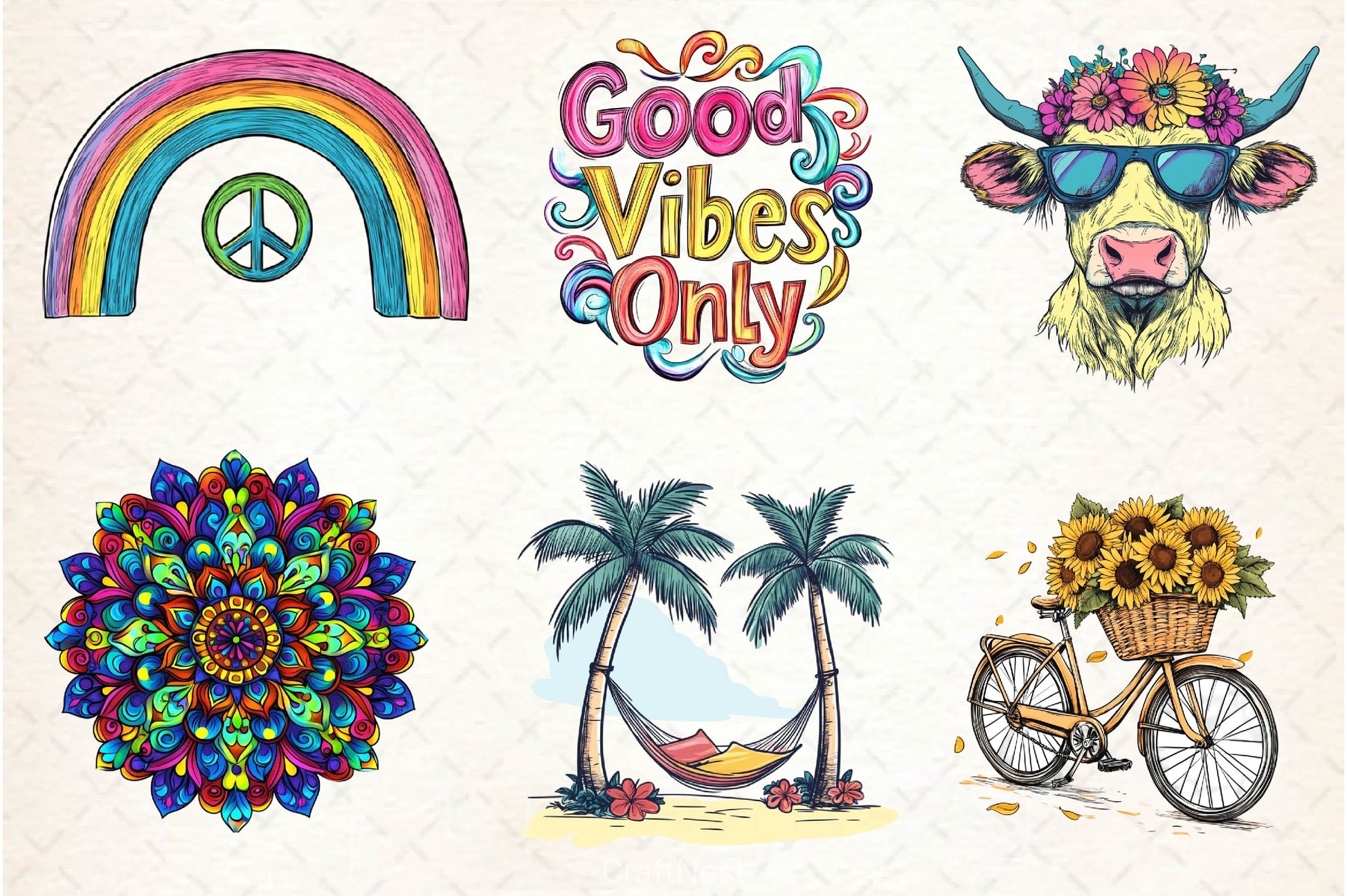 Hippie Summer Clipart Bundle 2 - CraftNest - Digital Crafting and Art