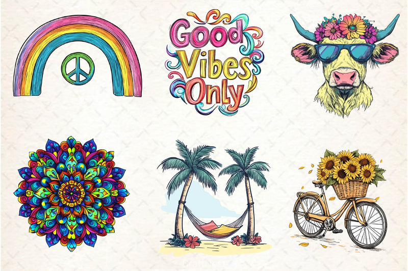 Hippie Summer Clipart Bundle 2 - CraftNest - Digital Crafting and Art