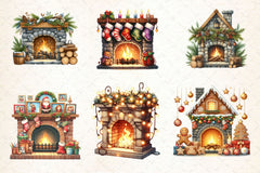 Christmas Fireplace Clipart Bundle 2 - CraftNest - Digital Crafting and Art