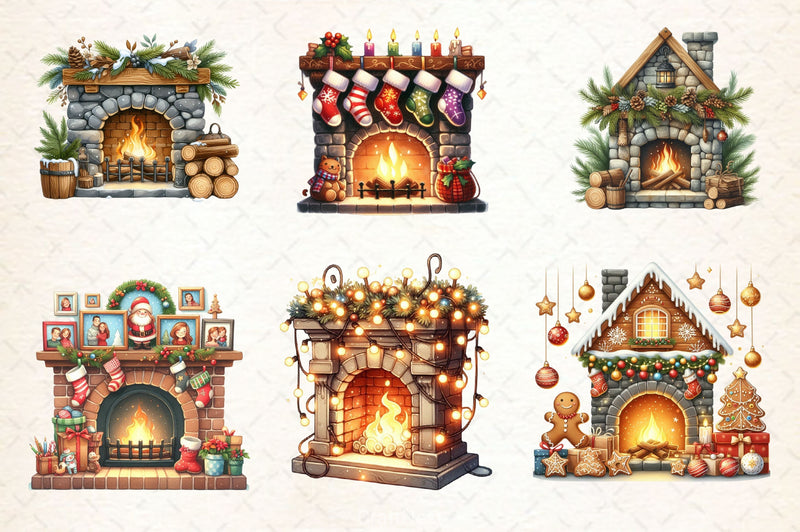 Christmas Fireplace Clipart Bundle 2 - CraftNest - Digital Crafting and Art