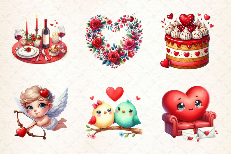 Red Valentines Day Prep Clipart Bundle 2 - CraftNest - Digital Crafting and Art