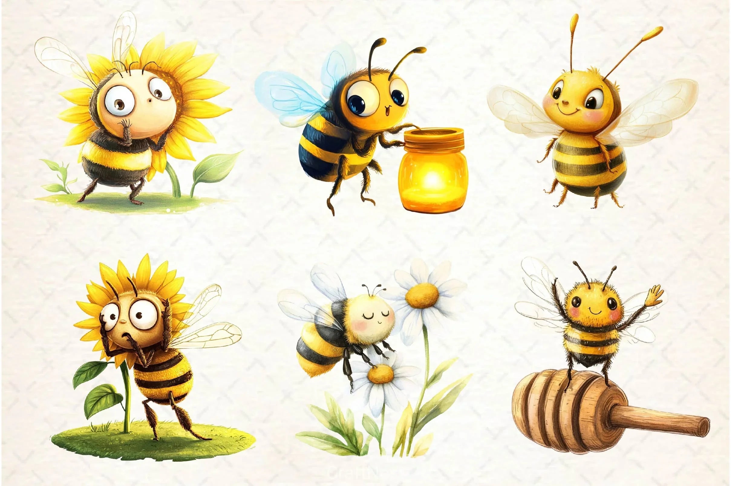 Vintage Bee Expressions Collection Clipart Bundle - CraftNest - Digital Crafting and Art