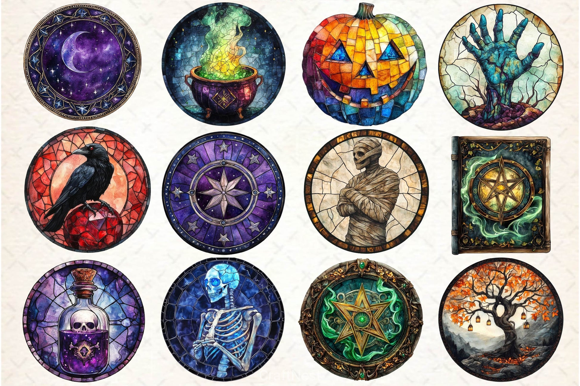 Halloween Stained Glass Clipart Bundle - CraftNest - Digital Crafting and Art