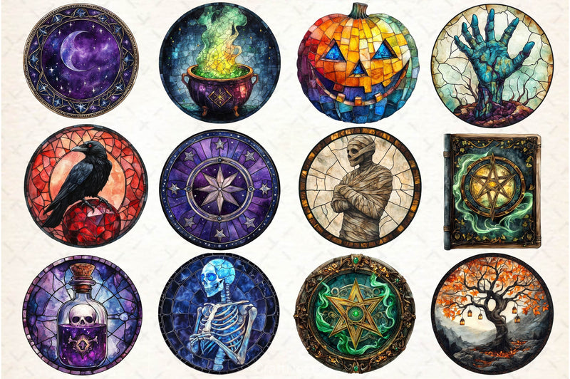 Halloween Stained Glass Clipart Bundle - CraftNest - Digital Crafting and Art