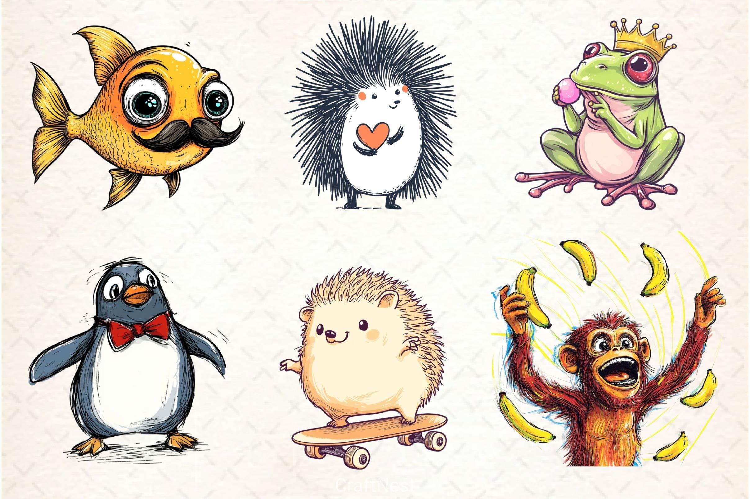 Funny Quirky Animals Clipart Bundle 2 - CraftNest - Digital Crafting and Art