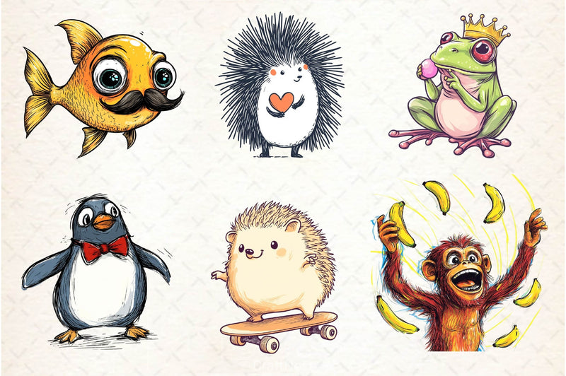 Funny Quirky Animals Clipart Bundle 2 - CraftNest - Digital Crafting and Art