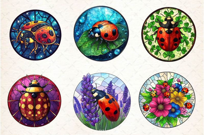 Ladybug Stained Glass Clipart Bundle - CraftNest - Digital Crafting and Art