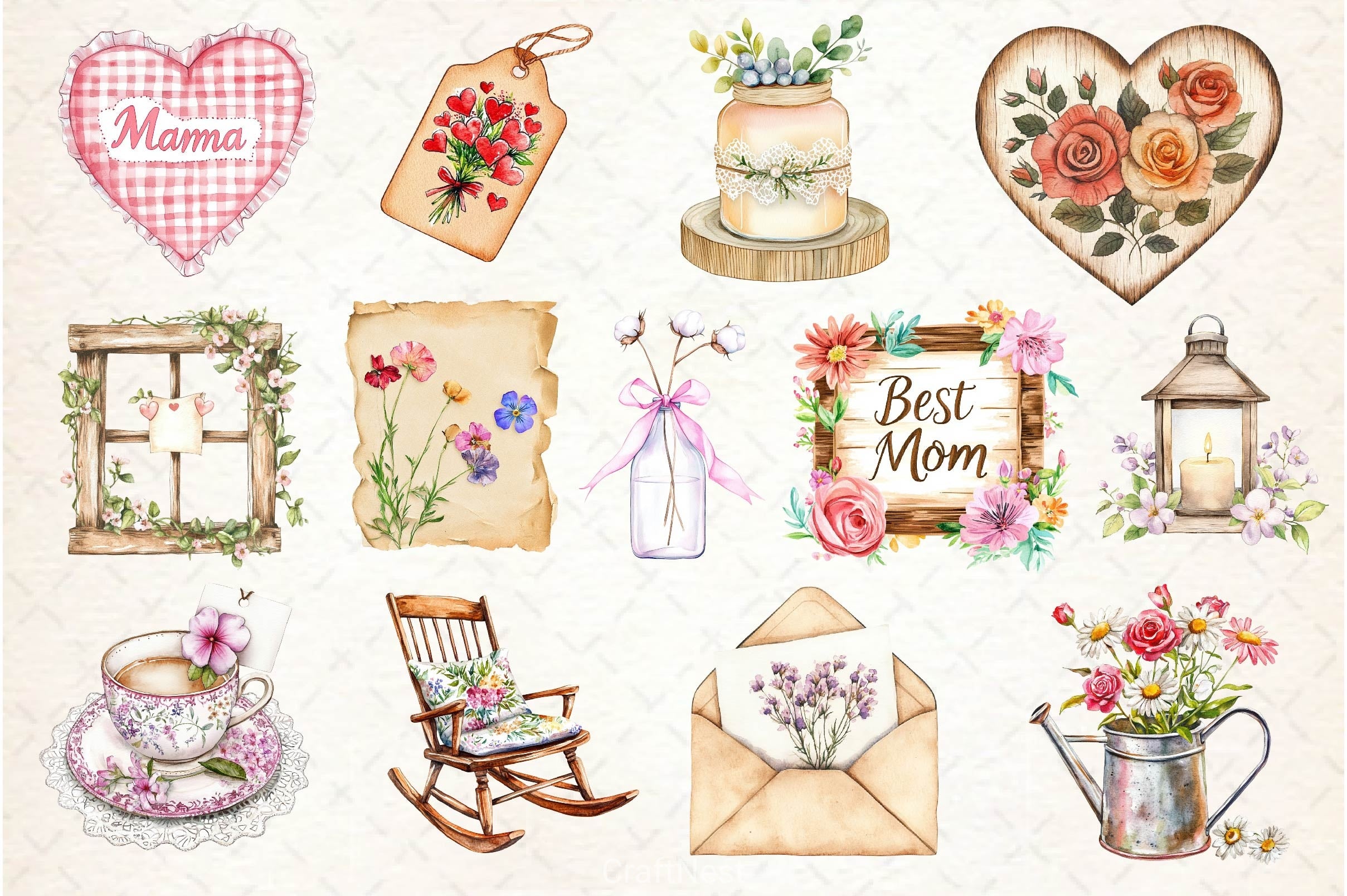 Rustic Mothers Day Clipart Bundle 2 - CraftNest - Digital Crafting and Art