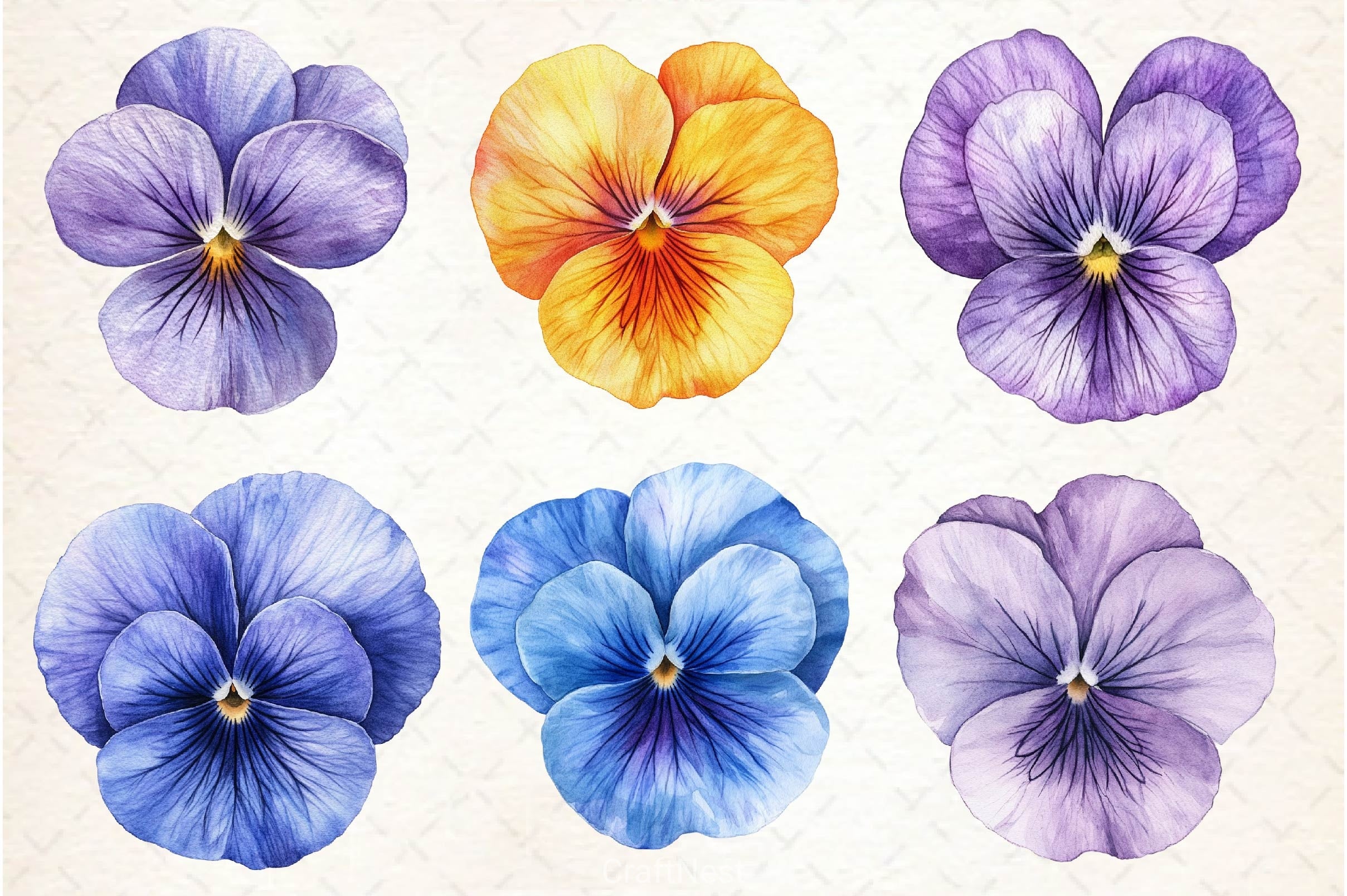 Viola Flower Bloom Clipart Bundle 2 - CraftNest - Digital Crafting and Art