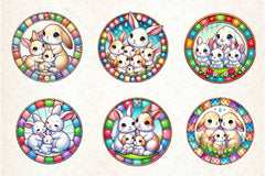 Easter Stained Glass Family Bunny Clipart Bundle - CraftNest - Digital Crafting and Art