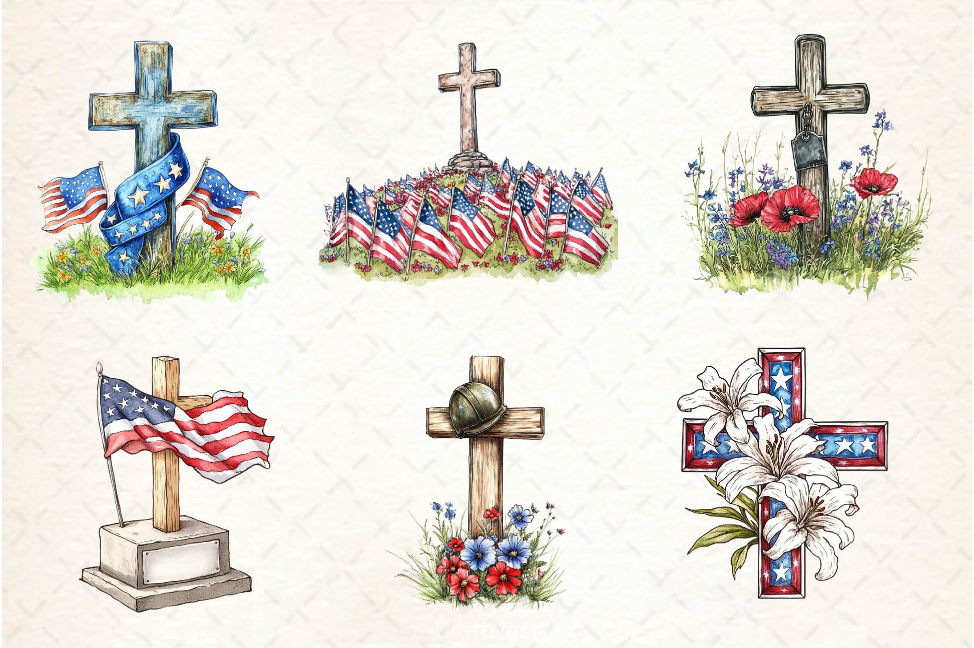 Memorial Day Cross Clipart Bundle 6 - CraftNest - Digital Crafting and Art