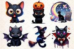 Halloween Black Cat Clipart Bundle 6 - CraftNest - Digital Crafting and Art