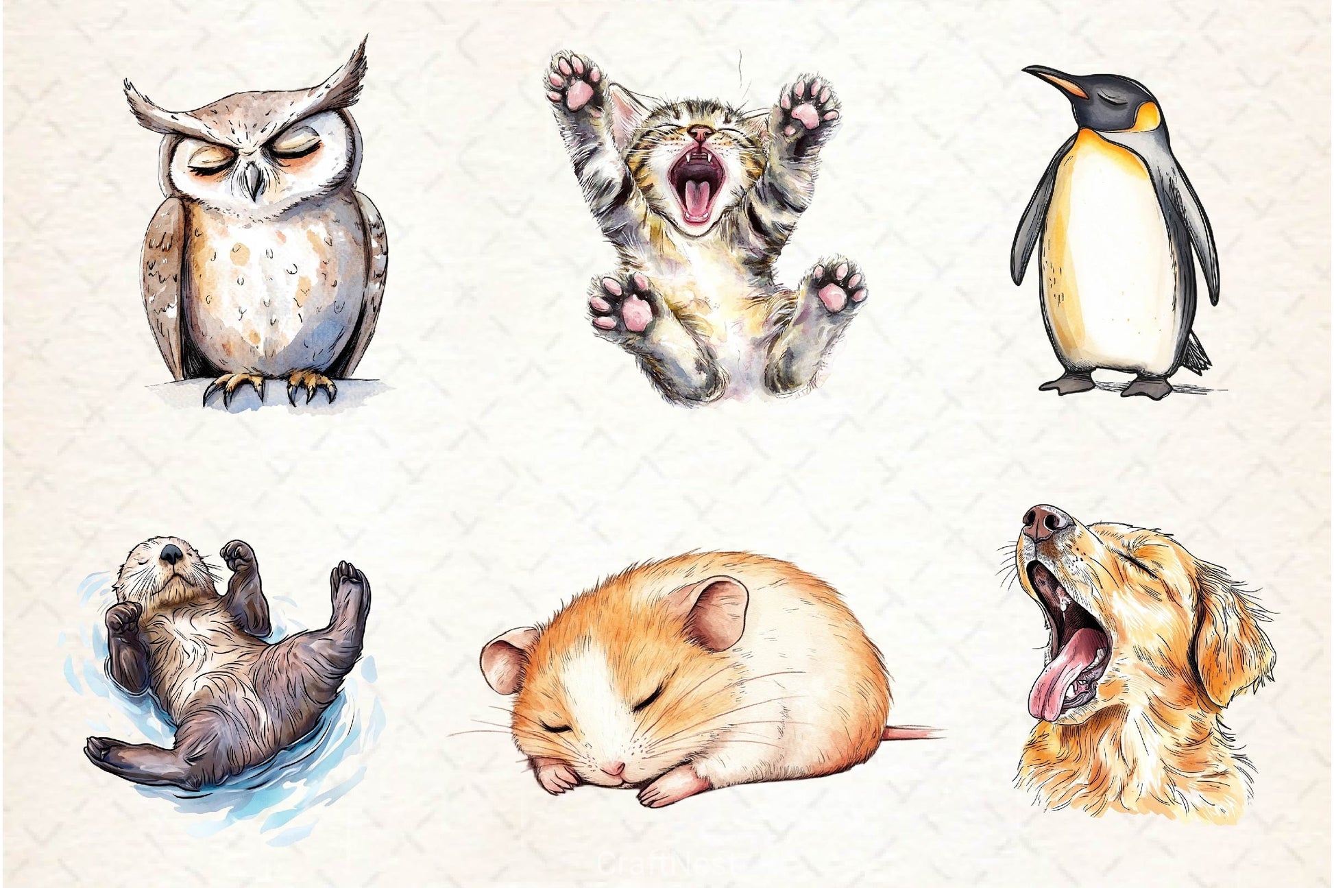 Tired Sleepy Animals Clipart Bundle - CraftNest - Digital Crafting and Art