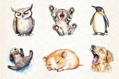 Tired Sleepy Animals Clipart Bundle - CraftNest - Digital Crafting and Art