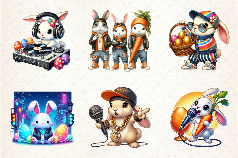 Hip Hop Bunny Easter Urban Clipart Bundle - CraftNest - Digital Crafting and Art