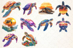 Sunset Sea Turtle Clipart Bundle - CraftNest - Digital Crafting and Art