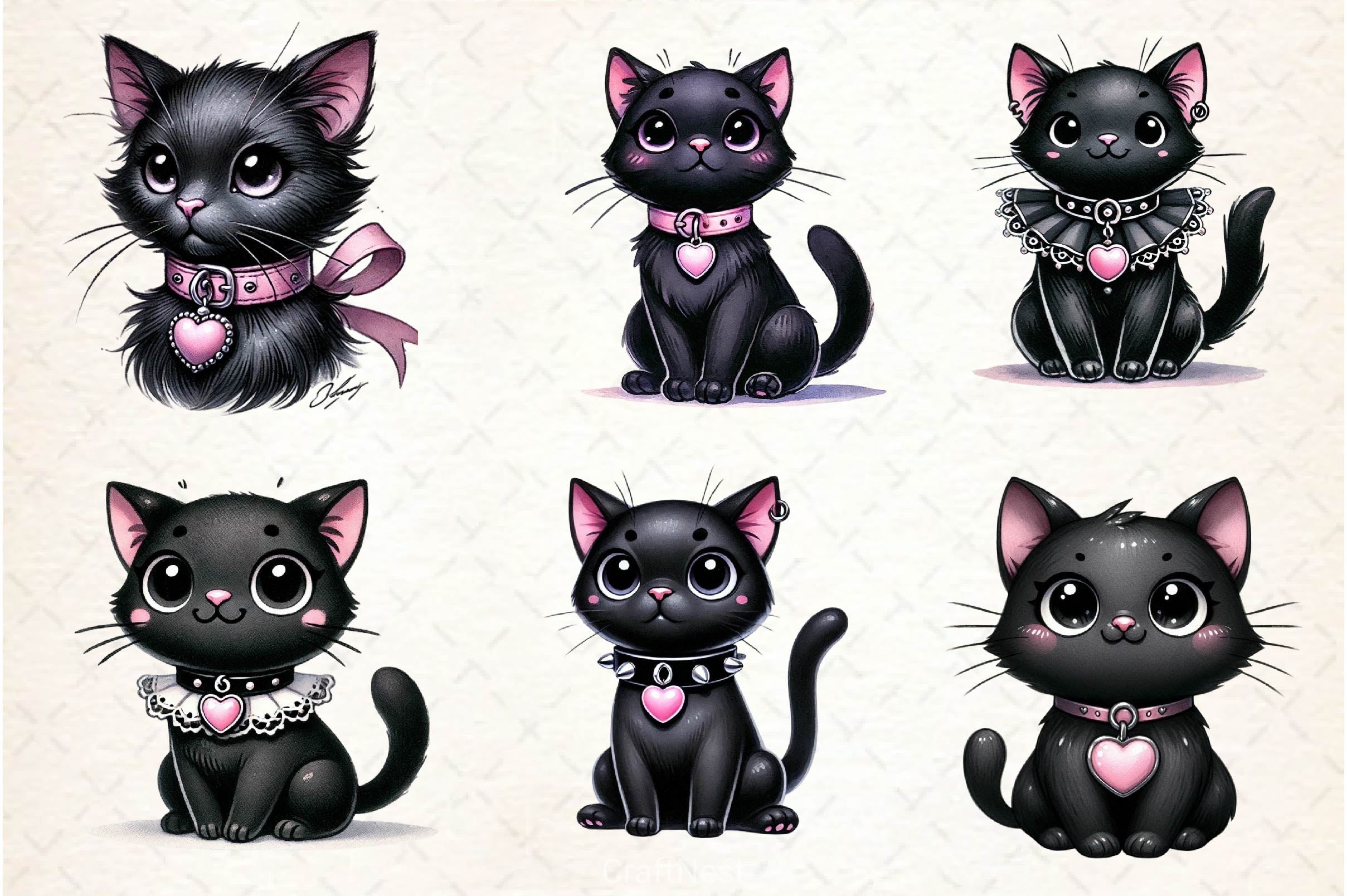 Gothic Black Cat Clipart Bundle - CraftNest - Digital Crafting and Art